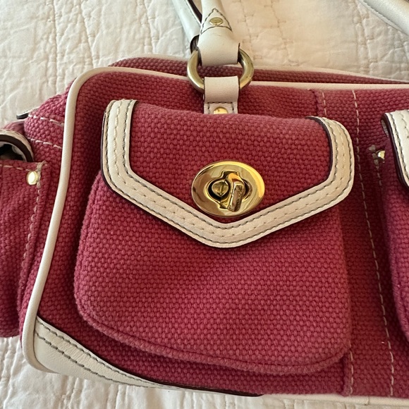 Vintage Coach Gallery Pocket Satchel Bag - Pink & White - Picture 4 of 16